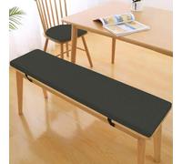 NEPHRA Cojin Banco 5 cm de Grosor con Funda Extraíble & Correas Antideslizantes, Cojines para Banco/Cojin Tumbona en Lino, para Jardín, Sillas Largas & Columpios(Black,170 x 40 x 5 cm)