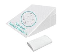NEPPT Funda de almohada de cuña de 25 x 24 x 12 pulgadas, funda de almohada de cuña triangular inclinada para dormir, fundas de almohada impermeables con cremallera y bolsillo (blanco)