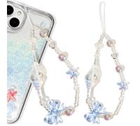 Neptniopllab Correa de abalorios para cámara, 1 unidad, correa universal para cámara digital, cadena de muñeca para teléfono celular, para funda de auriculares para mujer (estrella de mar azul, 1