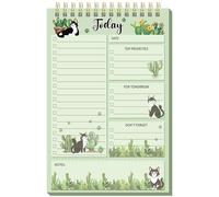 Neptniopllab Sage Green Cat To Do List Notepad - 52 Sheets Cute Kitten & Cactus Daily Planner, 8.7x6'' Spiral Bound Notebook for Work Office Home, Floral Animal Stationery Gift for Women Cat Lovers