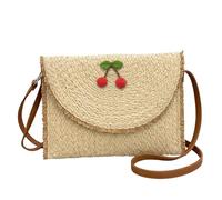 Neptuiby Bolso bandolera de paja Monedero de playa con sobre tejido y detalle de cereza