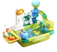 Neptuiby Fregadero para niños pequeños, Fregadero de Juguete con Agua Corriente, Mesa de Agua para niños con temática de Dinosaurios