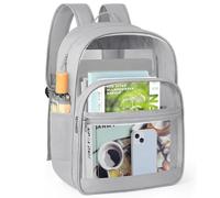 Neptuiby Mochila transparente para la escuela, mochila transparente gris claro Oxford-PVC construir mochilas transparentes almacenamiento organizado.