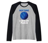 Neptuno es mi lugar feliz Planeta Astrónomo espacial Camiseta Manga Raglan