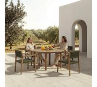 Nera-tina conjunto de mesa redonda d120 cm y 4 sillas verde de jardín de madera maciza de acacia