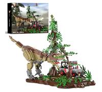 NERCISU Dinosaur Park World Building Toys, juego de bloques de construcción de dinosaurios jurásicos, escena T Rex Chase, regalos educativos de cumpleaños para adultos y niños de 8 a 12 años (1555