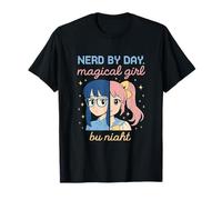 Nerd by Day Magical Girl by Night Anime Kawaii Novedad Camiseta