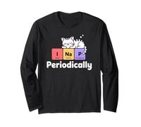 Nerd Cat Science Teacher i Nap Periódicamente Stem Mom Learn Manga Larga