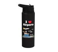 Nerd del aeropuerto amante del aeropuerto observador de aviones viajero frecuente Stainless Steel Insulated Water Bottle