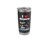 Nerd del aeropuerto amante del aeropuerto observador de aviones viajero frecuente Vaso térmico de acero inoxidable de doble pared