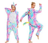 nerd hunters Kigurumi Unicornio Onesie Adultos - Pijama acogedor con capucha - Pijama cálido de franela para hombre y mujer, Azure, XL