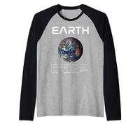 Nerd Tierra Astronomía Ciencia Planetas Sistema Solar Datos Camiseta Manga Raglan