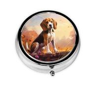 Nerdy Beagle Mini pastillero redondo, se puede poner en la cartera, bolsillo, ligero y cómodo, pastillero de 3 compartimentos, pastillero portátil,