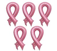 Nereds 5 globos de papel de aluminio de cinta rosa con forma de globo para concienciación sobre el cáncer de mama, globos para recaudación de fondos, suministros de decoración de fiesta de caridad
