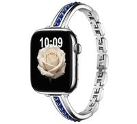 Nereides Correa de circonita integrada compatible con correas de Apple Watch de 42 mm, 41 mm, 40 mm, 38 mm, correa ajustable de acero inoxidable para iWatch Series 11/10/9/8/7/6/5/4/SE/SE2/SE3/3/2/1