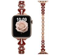 Nereides Correa de estilo esmaltado compatible con Apple Watch de 1.654 pulgadas, 1.614 pulgadas, 1.575 pulgadas, 1.496 pulgadas, enlace ajustable, elegante correa de pulsera para iWatch Series 11/10
