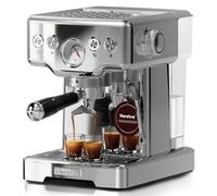 Neretva Cafetera, Cafetera Espresso Profesional Con Manómetro Visible 1450W de Acero Inoxidable Depósito de 1,8L & Vaporizador Coffee Machine Doméstica 15 Bar - Espresso/Latte/Cappuccino/Machiato