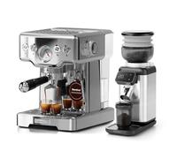 Neretva Cafetera Espresso Profesional de Acero Inoxidable Con Manómetro Visible & Molinillo Cafe Eléctrico Profesional 40 Niveles Precisión Molinillo Café