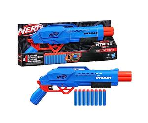Nerf Alpha Strike Big Cat DB-2 Blaster, doble cañón, dispara 2 dardos seguidos, incluye 8 dardos oficiales Nerf Elite