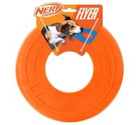 Nerf Dog Atomic Flyer - Juguete para perros al aire libre, disco volador de 10 pulgadas, juguete de goma para perros medianos y grandes, naranja