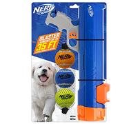 Nerf Dog Blaster de 12 Pulgadas sin Clip de Bola, 3 Pelotas de Tenis chirriantes de 2 Pulgadas, Azul Opaco/Naranja/Gris y Naranja y Azul y Verde