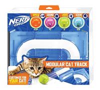 Nerf Dog Caja de regalo - 15" x 10" ABS Turbo Cat Track con bola hueca de 2" y bola de campana de 2" y bola LED de 2" y bola de hierba gatera, NC-7778