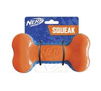 Nerf Dog Hueso chirriante TPR Exo de 7 Pulgadas, Azul/Naranja