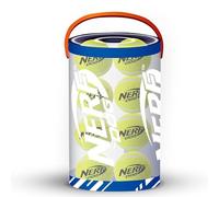 Nerf Dog Juego de Regalo de Juguetes para Perros de 16 Piezas, Incluye 16 Pelotas de Tenis chirriantes de 2.5 Pulgadas y un Cubo de 10.25 Pulgadas, Material Resistente Nerf, Verde