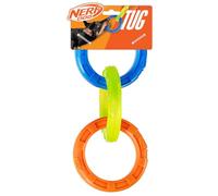 Nerf Dog Juguete de Goma de 3 Anillos, Juguete Interactivo Ligero Resistente al Agua de 10.5 Pulgadas para Perros, Azul/Verde/Naranja