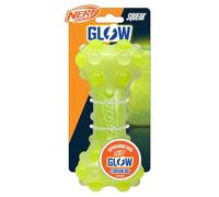 Nerf Dog Juguete de Hueso de Burbuja Brillante TPR de 7 Pulgadas, sin Color/Verde