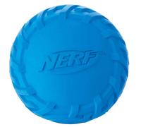 Nerf Dog Pelota de Goma para Perros con Banda de Rodadura y Sonido chirrido, Color Azul o Verde, 6,2 cm