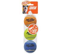 Nerf Dog Pelotas de Tenis con chirriador Integrado, Juguetes duraderos de 2.5 Pulgadas para Perros, Azul/Amarillo/Naranja (Paquete de 3)