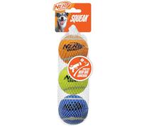 Nerf Dog Pelotas de Tenis con chirriador Integrado, Juguetes duraderos de 2.5 Pulgadas para Perros, Azul/Amarillo/Naranja (Paquete de 3)