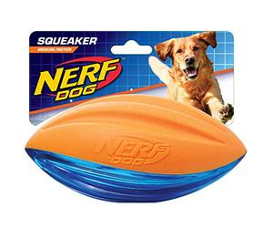 Nerf Dog VP6795E - Balón de fútbol Americano TPR (15,2 cm), Color Naranja y Azul
