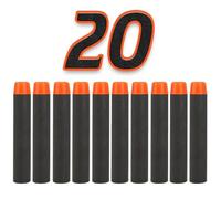 Nerf Elite 2.0, 7,2 cm Flechas Refill Bullets, Munición Espuma Dardos Compatible con Nerf Hasbro Fortnite (20, Negro)