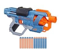 Nerf Elite 2.0 Commander RD-6 Blaster, 12 dardos oficiales, tambor giratorio de 6 dardos, rieles tácticos, barril y puntos de fijación de bastón.