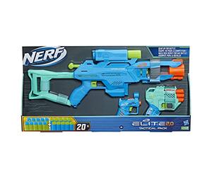 Nerf Elite 2.0 - Tactical Pack - Set de 3 lanzadores - Lanzadores Operator DB-2, Trio TD-3 y Ace SD-1 y 20 Dardos Nerf Elite