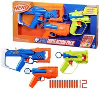 Nerf Especial Caja Triple Action Pack Con 3 Pistolas 12 Dardos N-Series HASBRO