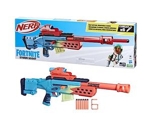 Nerf Fortnite Storm Scout Blaster con Mirilla, 6 Dardos Elite y Clip de 6 Dardos