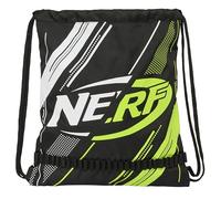 NERF GET READY Mochila saco plana grande – Ideal para niños, cómoda y resistente, 35x1x40 cm Negra