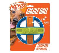 Nerf Juguete chirriante Interactivo para Perros, Bola Duradera de 5 Pulgadas, Azul/Verde/Naranja