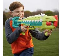 Nerf Lanzador DinoSquad Armorstrike - Tambor Giratorio de 8 Dardos, empuñadura extraíble, 16 Dardos - Diseño Anklyosaurus