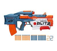 NERF Lanzador Elite 2.0 Motoblitz - Lanza 10 Dardos seguidos o 6 Dardos a la Vez, Clip de 10 Dardos, 22 Dardos