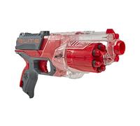 Nerf Lanzador Elite Disruptor - 6 Dardos Elite, Tambor Giratorio de 6 Dardos, Modo ráfaga - Rojo - Exclusivo de Amazon