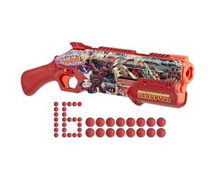 Nerf Marvel Deadpool Pistola lanzadora con 16 proyectiles Rival Accu-Rounds, acción de bombeo, carga por recámara, regalo para adolescentes 14+