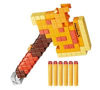 NERF Minecraft Firebrand: Hacha Lanzadora de Dardos, 6 Dardos de Espuma Elite, Diseño Inspirado en el Juego, Cebado Desplegable, Juguetes