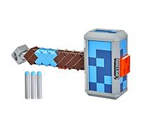 NERF Minecraft Stormlander Dart-Blasting Hammer, Fires 3 Darts, Includes 3 Official Elite Darts, Pull-Back Priming Handle