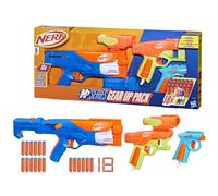 Nerf N Series Gear Up Pack - 3 Lanzadores - 18 Dardos N1 Solo Compatibles con los Lanzadores N Series - Personalizable con Accesorios - Actividades al Aire Libre