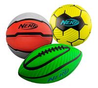 Nerf Set de minipelotas Deportivas de Espuma, 1 de Baloncesto y 2 de fútbol, Set Deportivo de Espuma Blanda para niños, Multicolor