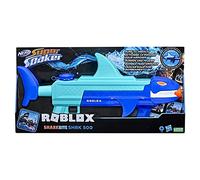 Nerf Super Soaker, Blaster de Agua Roblox Sharkbite: SHRK 500, Incluye código para Objeto Virtual Exclusivo, Mecanismo de Bomba Multicolor